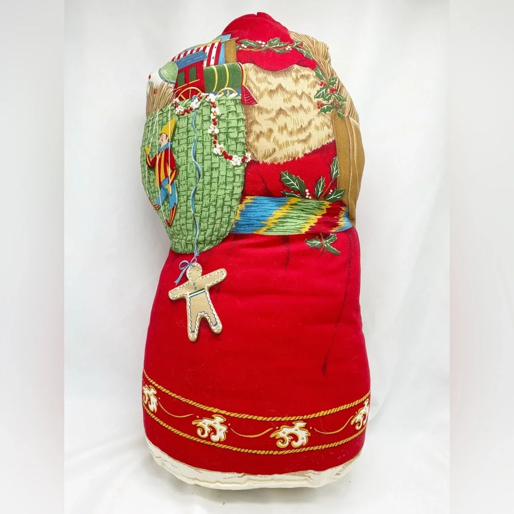 Vintage Father Christmas Santa Clause Handmade Stuffed Plush Pillow Decor Lg